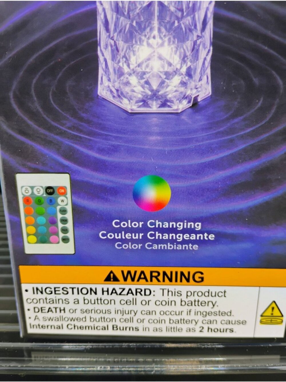 Crystal LED Color Changing Touch Lamp W/ Remote 16 Light Options - Picture 3 of 8